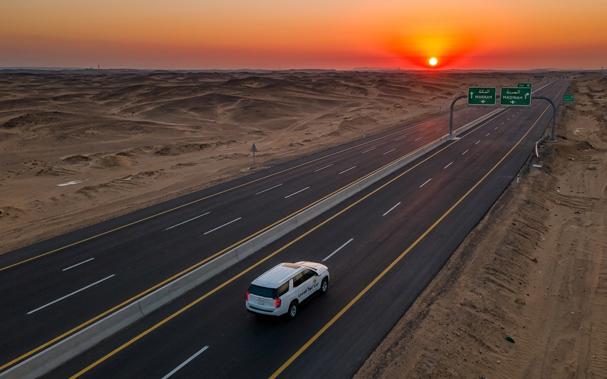 Makkah to Madinah taxi route and distance – book online with Umrah Taxi Car
