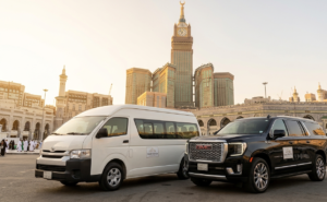 Makkah to Madinah taxi fare – Umrah Taxi Car fleet in front of Masjid al-Haram