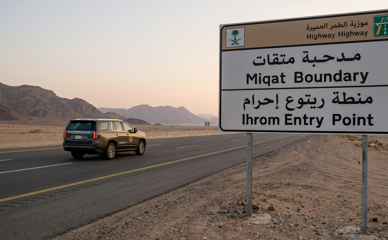 Miqat points across Saudi Arabia – ziyarat travel with Umrah Taxi Car