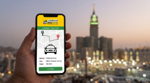 Online taxi service in Saudi Arabia – book with Umrah Taxi Car app-style confirmation
